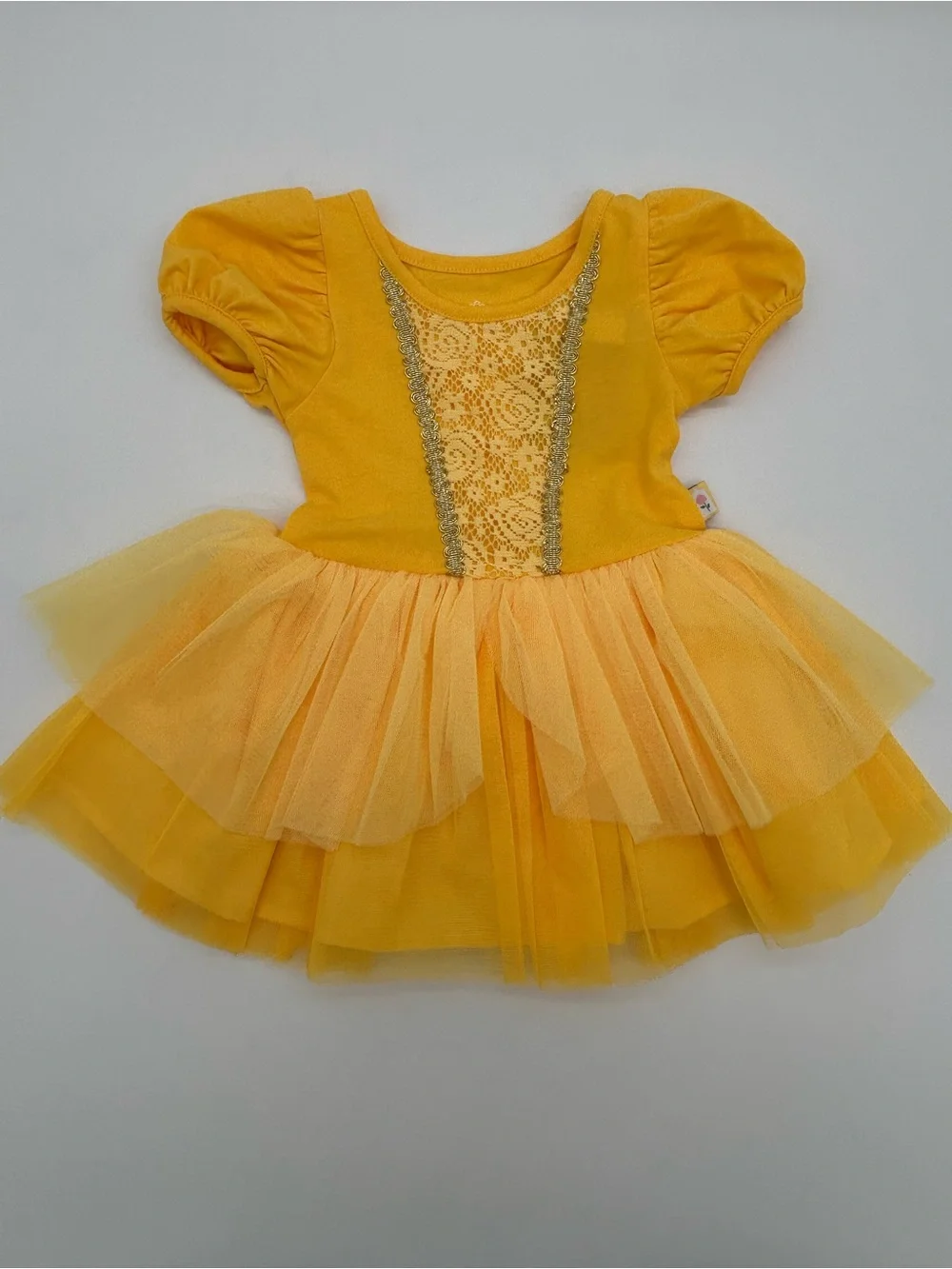 Disney Bright Yellow Tulle Lace Princess Dress Costume 12 Months